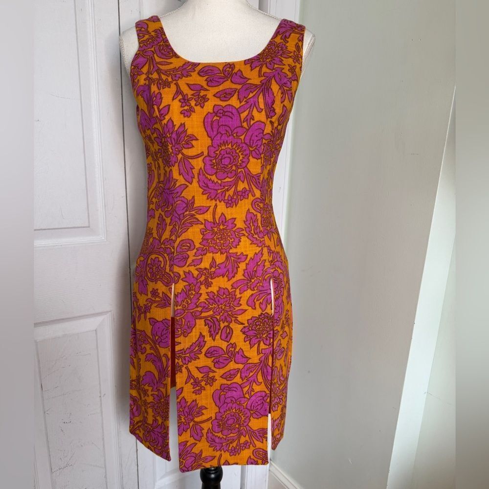 1960s Flower Power Pink- Peach Beach Tiki-Tastic Aviva Miami Dress